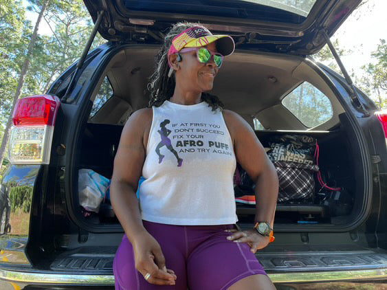 Afro Puff Racerback Crop Tank