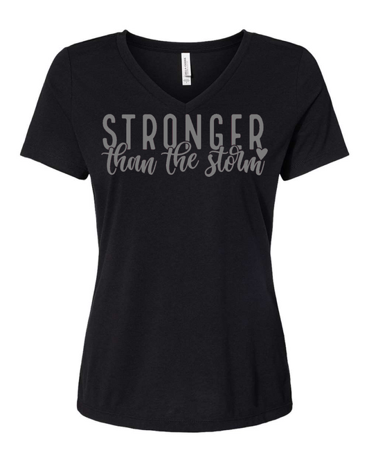 Stronger Than The Storm  Tri- Blend V-Neck T-Shirt