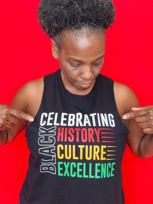 Black Excellence  Racerback Crop Tank