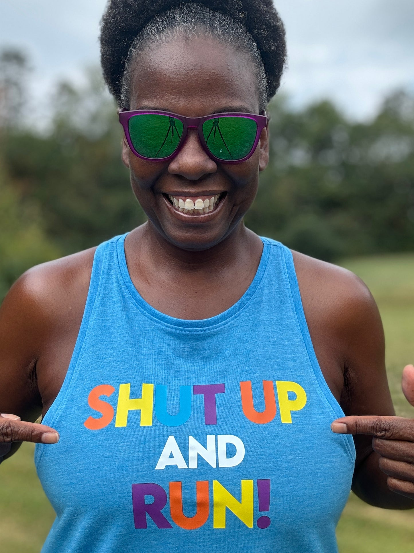 Shut Up and Run! Racerback Tank Top