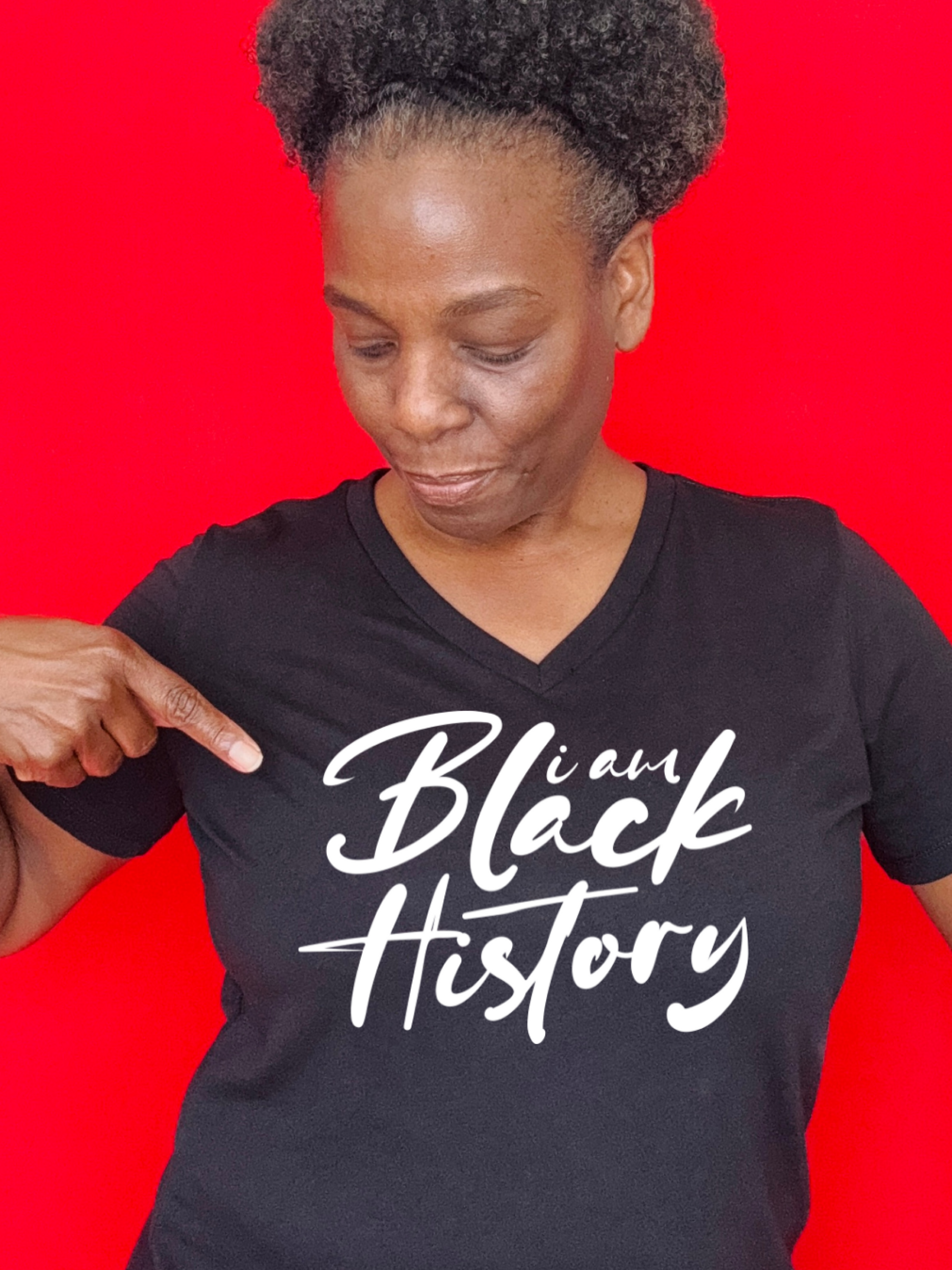 I Am Black History V-neck t-shirt for black women for fitness