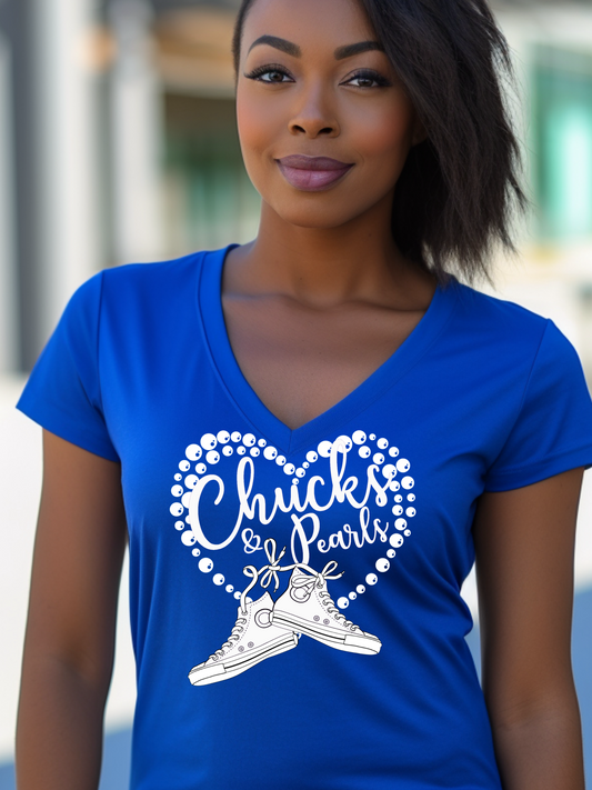 Chucks & Pearls Fitted T-shirt