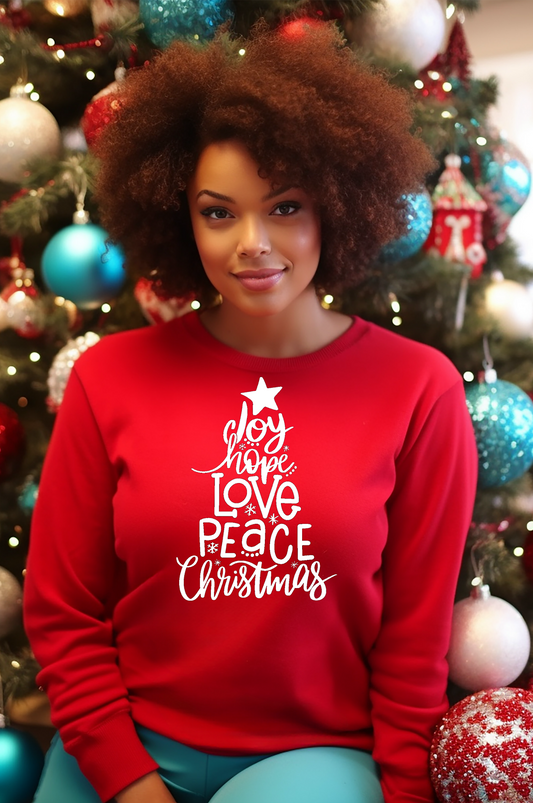 Joy Hope Love Peace Christmas Crewneck Sweatshirt