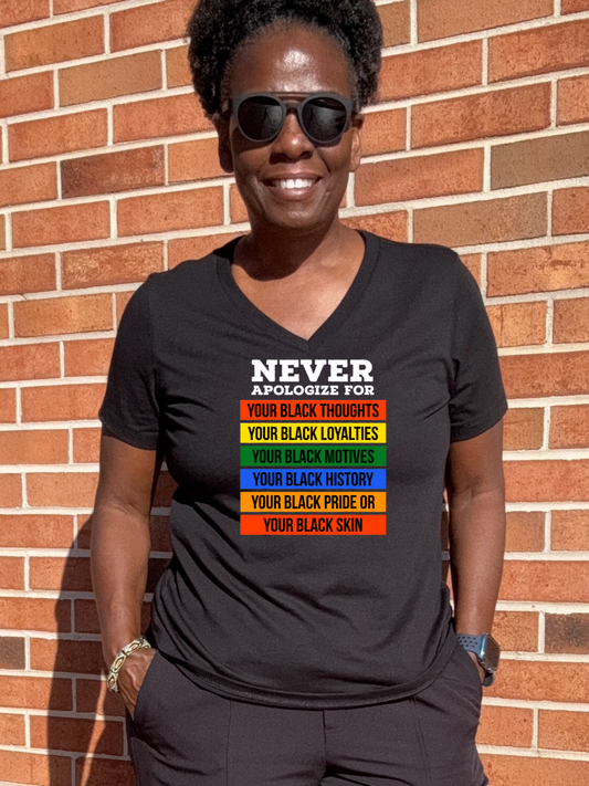 Never Apologize Tri-Blend V-Neck T-shirt