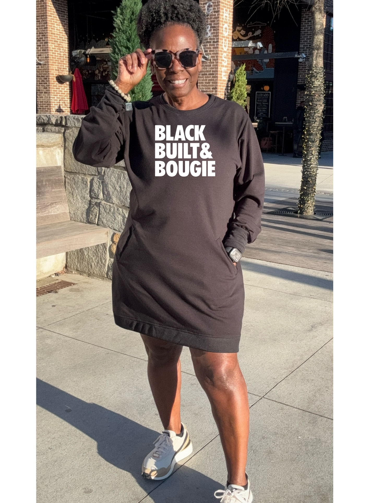 Black Built & Bougie Sweatshirt Dress