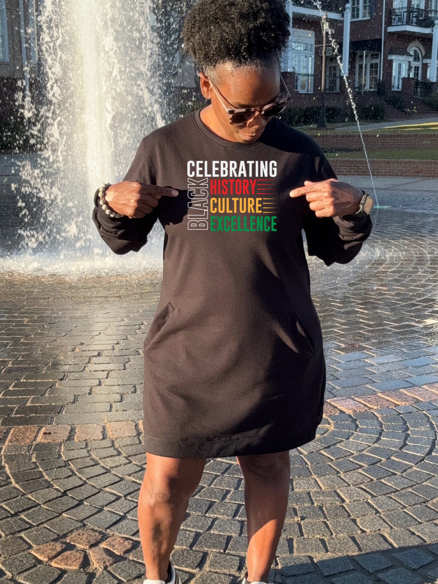 Black Excellence Sweatshirt Dress