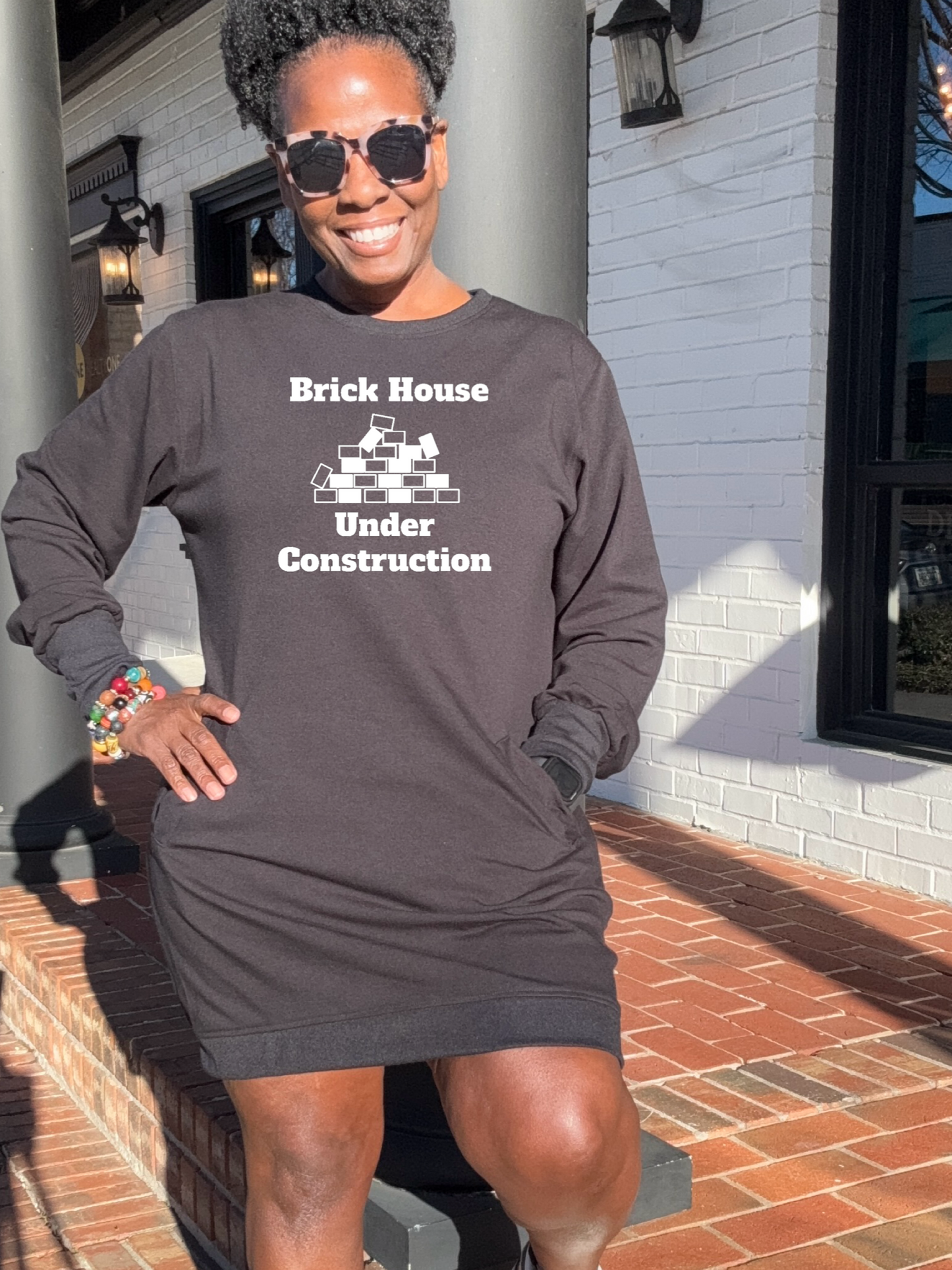 Brick House Under Construction Sweatshirt Dress